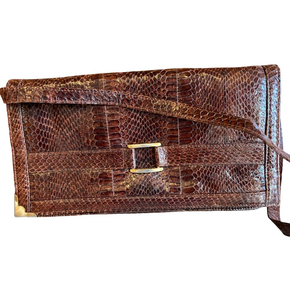 Vintage 60s Lizard Rectangular Convertible Should… - image 1